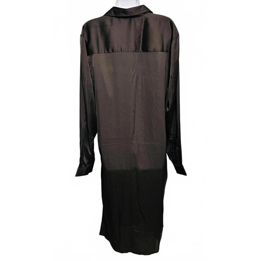 ASOS Design Long Sleeve Satin Shirt Dress, Size Large - Picture 2 of 6